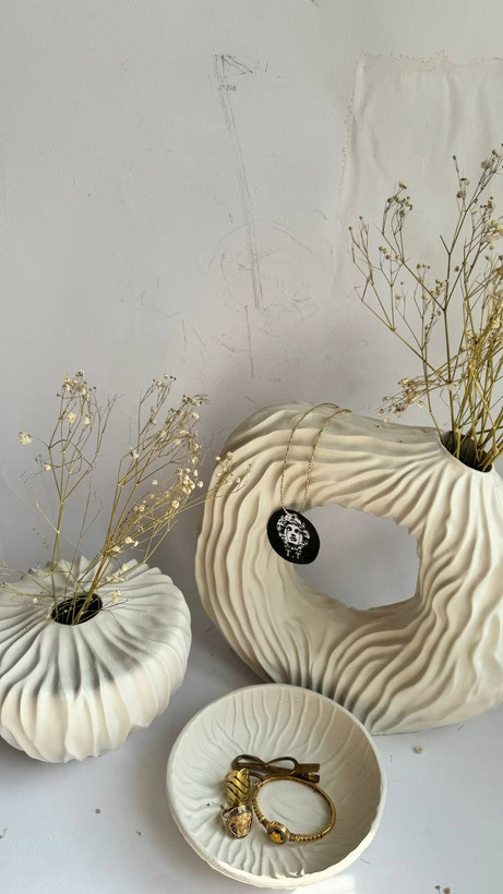 گلدان و جاشمعی رومیزی مدل چروک