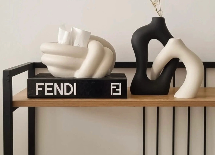 گلدان و باکس دستمال کاغذی رومیزی طرح گره