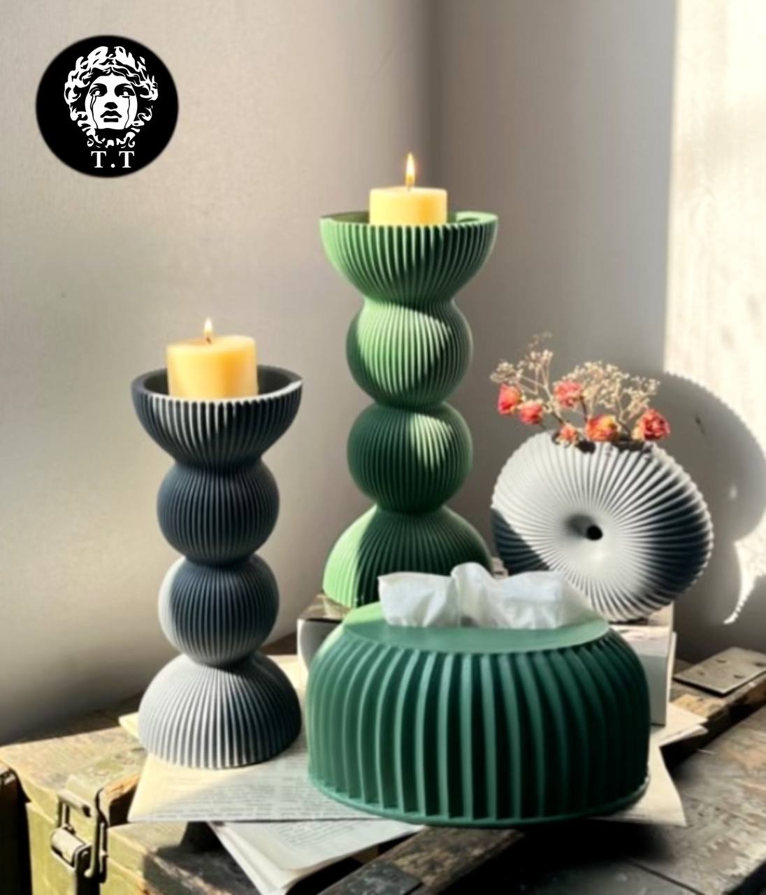 باکس دستمال کاغذی و جاشمعی رومیزی