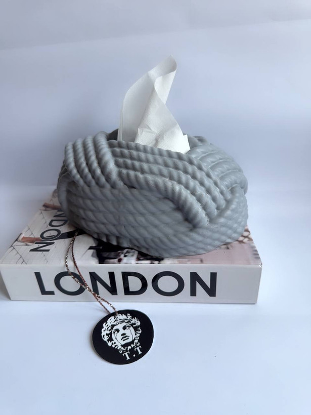 جای دستمال کاغذی رومیزی طرح گره طناب