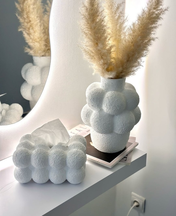 .گلدان و جا دستمال کاغذی رومیزی