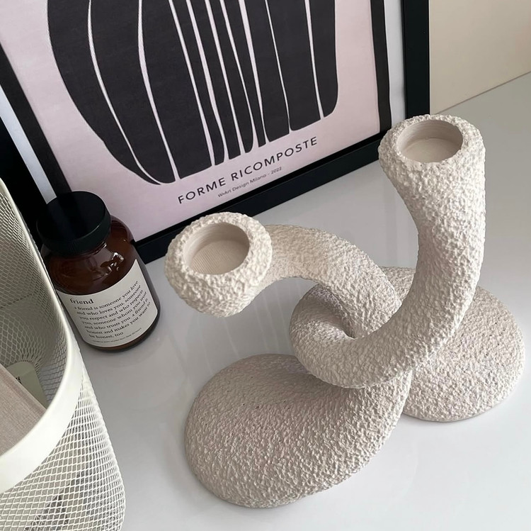 ست جاشمعی رومیزی مدل پیچک تکسچر کد۳۶۰۱
