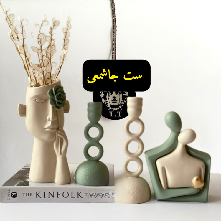 مجسمه ماه عسل و گلدان رخ گل به دست و جاشمعی رومیزی مدل حلقه کد20450