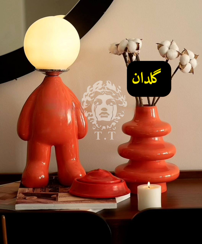 آباژور رومیزی مدل آدمک کیوت و جاشمعی مدل لب و گلدان رومیزی مدل آبشاری کد20284