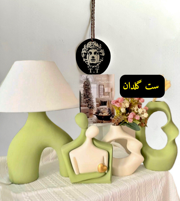 ست گلدان/مجسمه رومیزی ماه عسل و آباژور دفرمه کد20421
