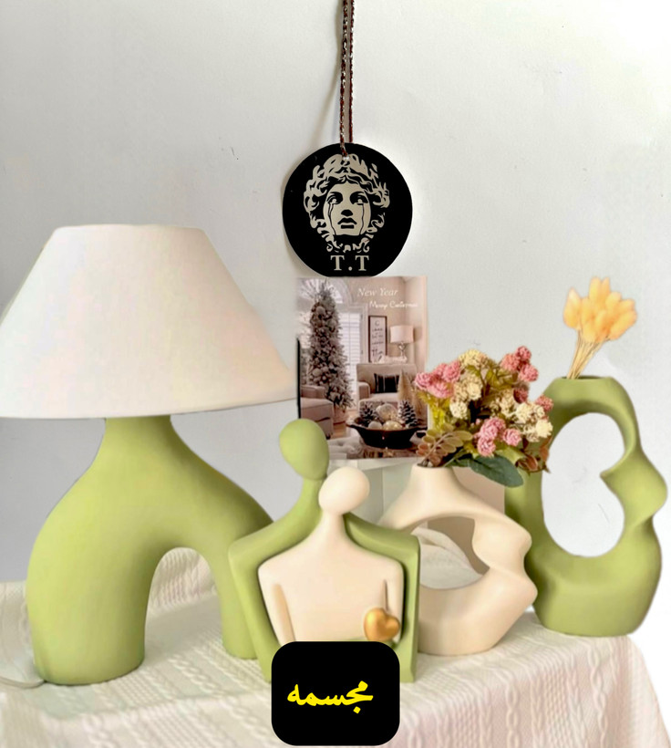 ست گلدان/مجسمه رومیزی ماه عسل و آباژور دفرمه کد20421