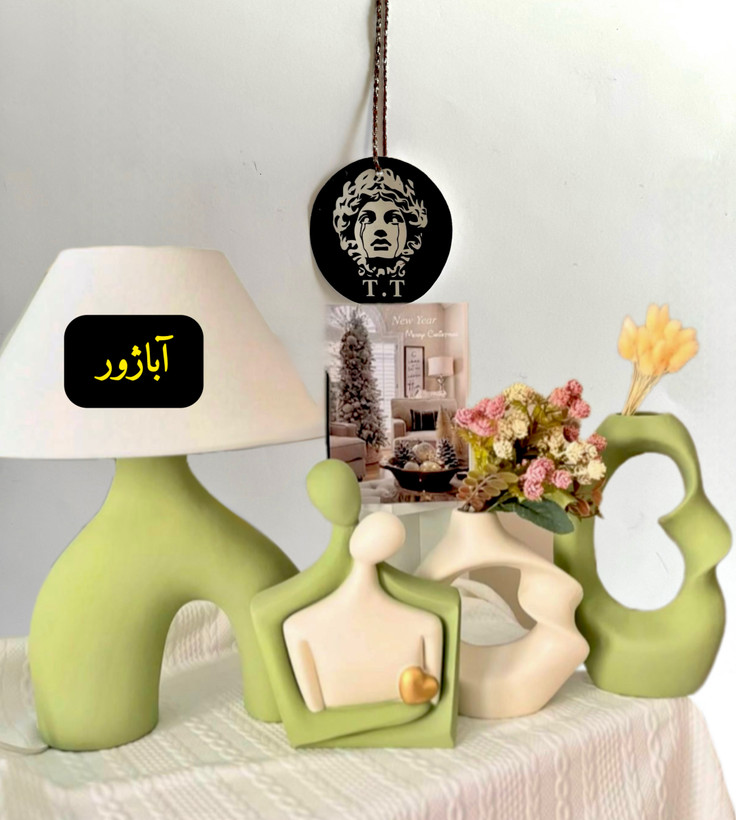 ست گلدان/مجسمه رومیزی ماه عسل و آباژور دفرمه کد20421