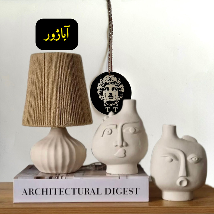 گلدان _جا اسانسی مدل چهره و آباژور دکوراتیو رومیزی شیاردار کد۲۳۶۸