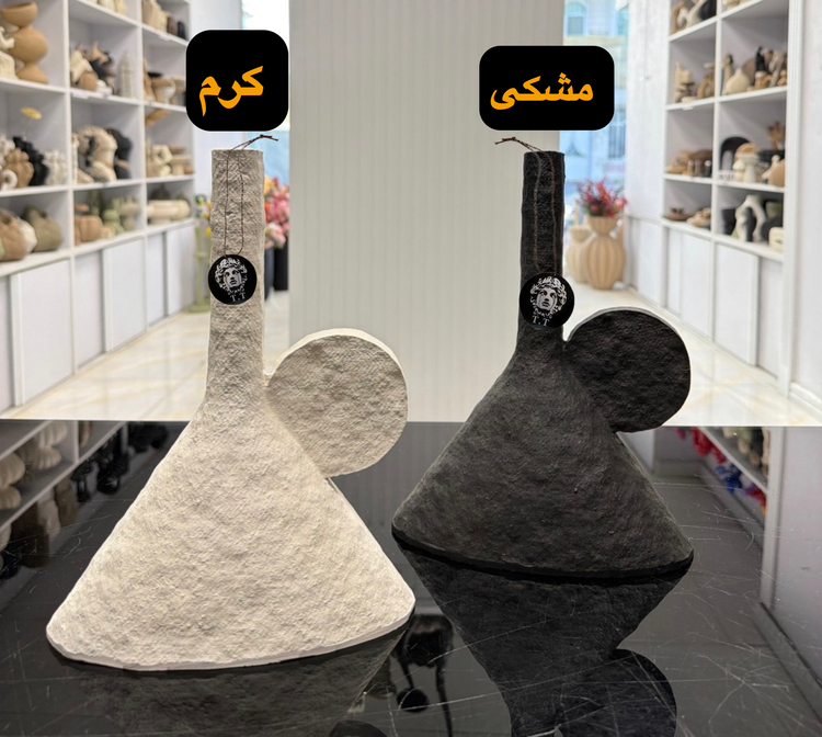 گلدان دکوراتیو رومیزی مدل هرمی دسته توپی دفرمه کد977