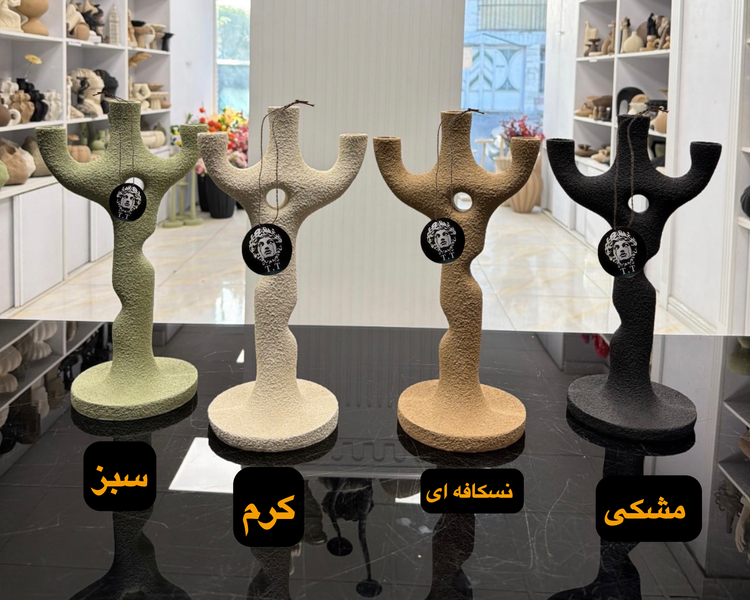 شمعدان سه شعله رومیزی مدل شاخه تکسچر کد ۴۰۷۲