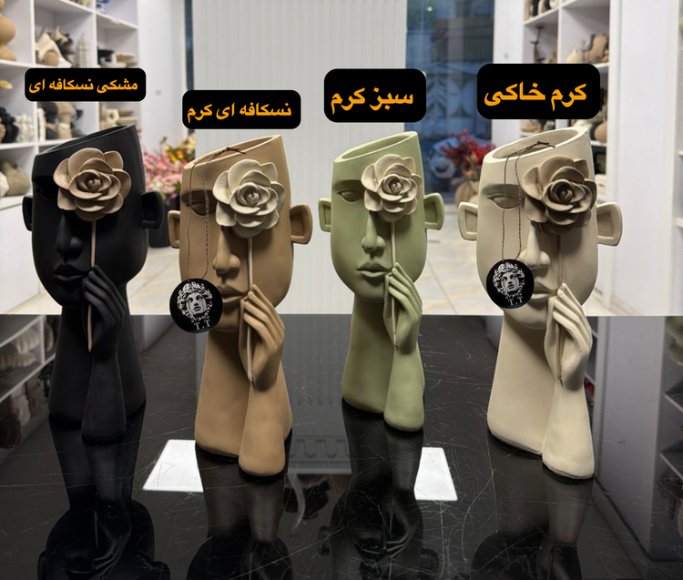 گلدان دکوری رومیزی مدل رخ با گل رز کد۳۲۲۰
