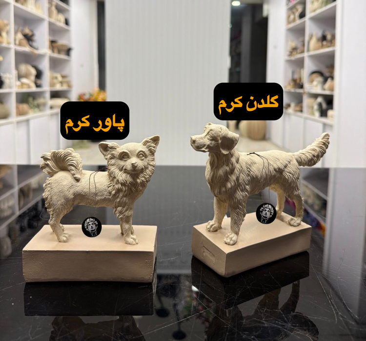 مجسمه دکوری رومیزی سگ پامرا و گلدن کد۴١٣۴