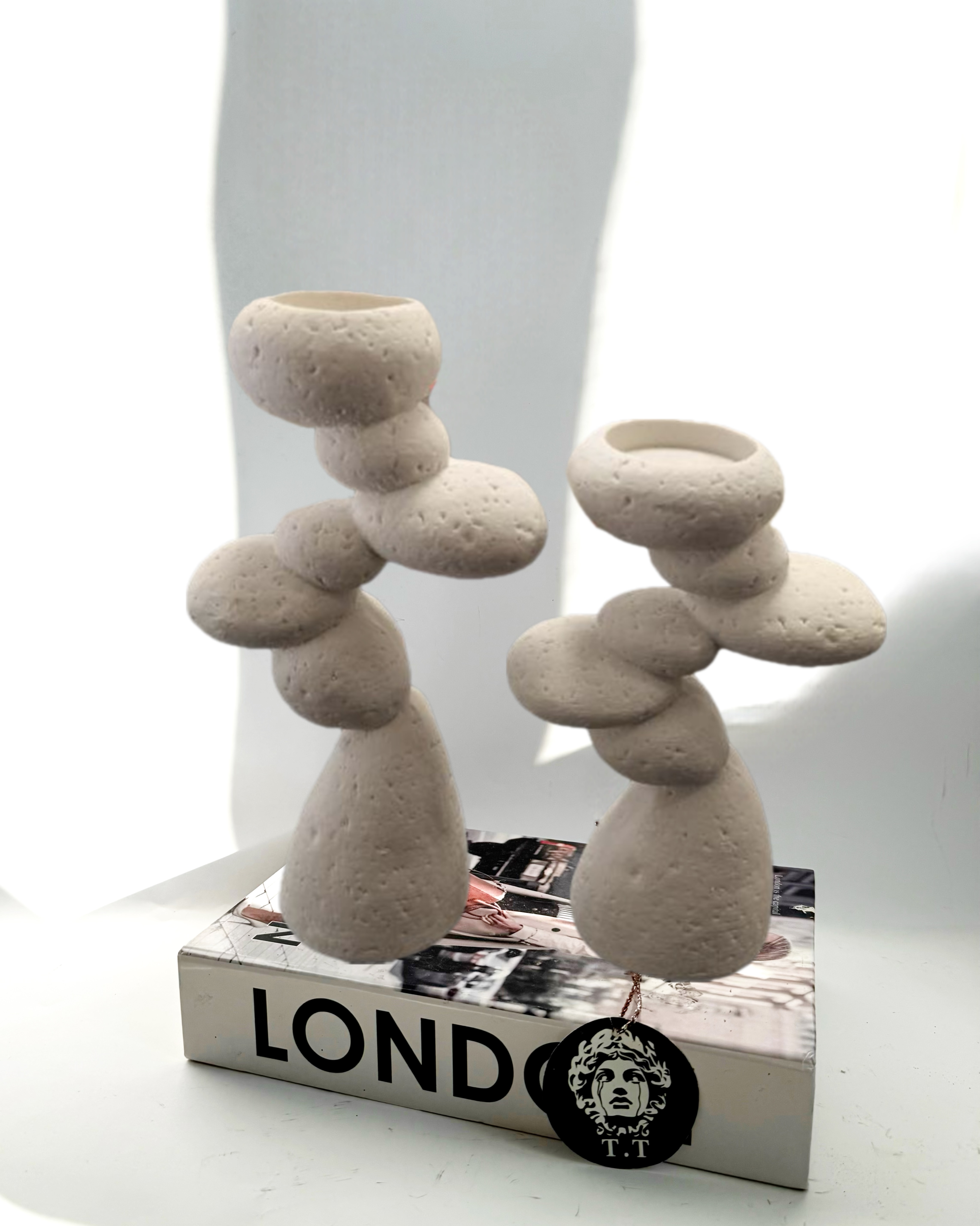 جاشمعی دکوری رومیزی مدل چند سنگ در دو سایز کد۴٣٢۴