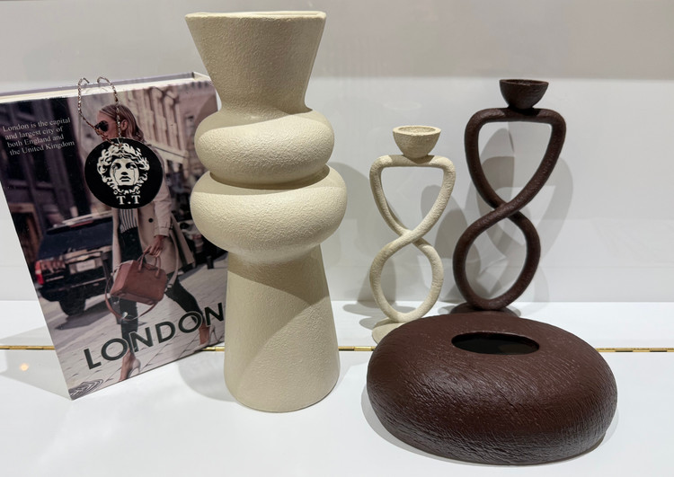 ست گلدان رومیزی دکوراتیو ایکیا و ست جاشمعی & و جای دستمال کاغذی رومیزی طرح سنگ کد۲۶۳۱
