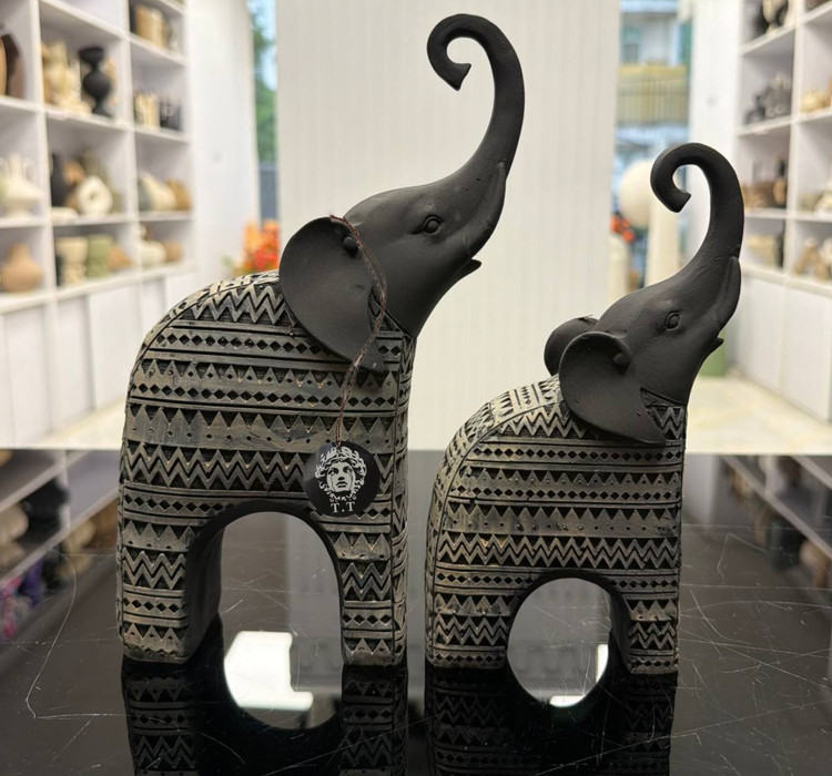 ست مجسمه دکوری رومیزی مدل فیل ایستاده طرحدار کد۳۲۴۹