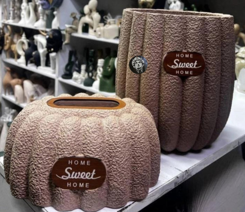 ست سطل و جادستمال کاغذ رومیزی مدل تکسچر شیاردار کد4591
